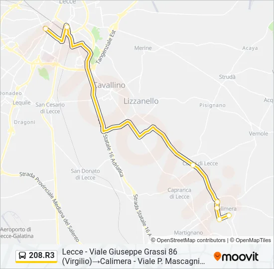 208.R3 Bus Line Map