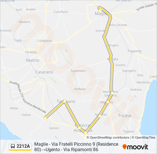 2212A bus Line Map