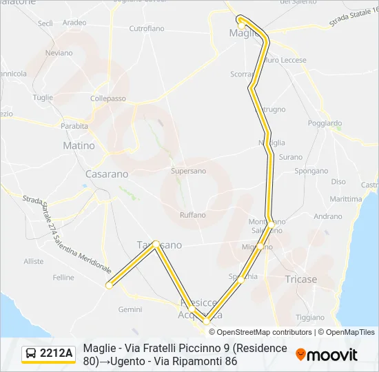 2212A Bus Line Map