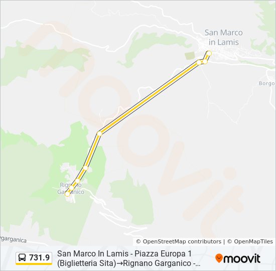 Percorso linea bus 731.9