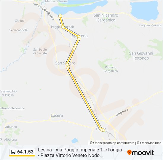 Percorso linea bus 64.1.53