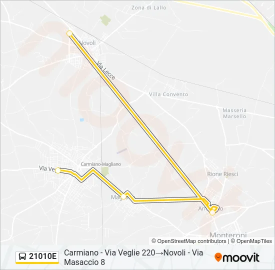 Percorso linea bus 21010E