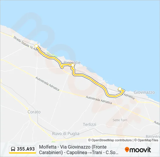 355.A93 Bus Line Map