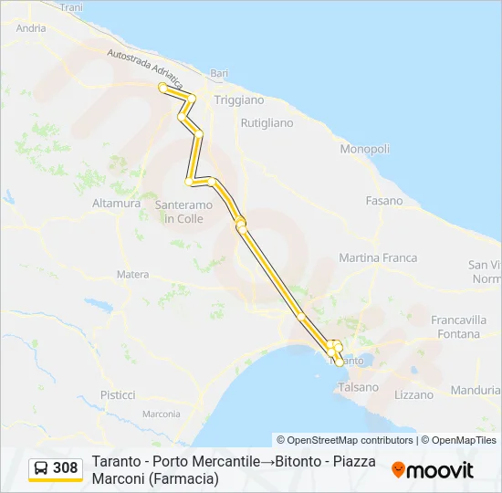 308 Bus Line Map
