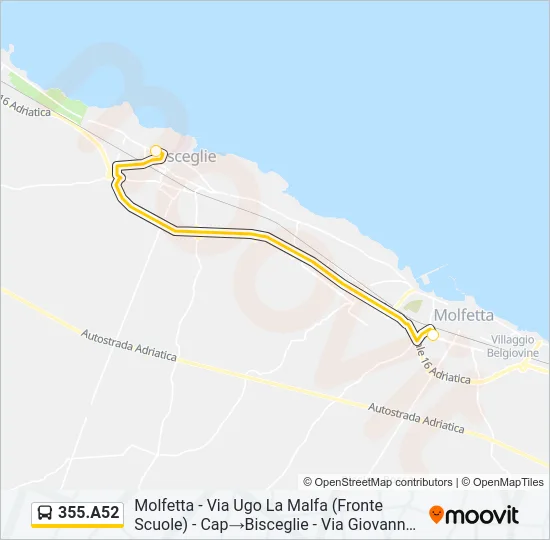 355.A52 Bus Line Map