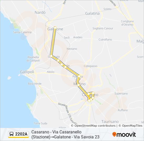 Percorso linea bus 2202A