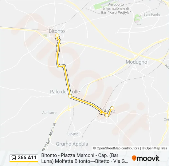 366.A11 Bus Line Map