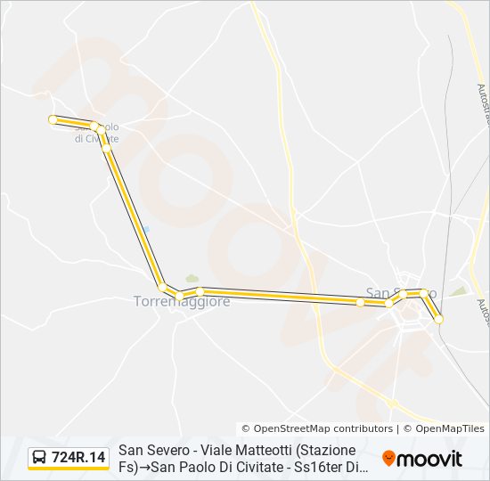Percorso linea bus 724R.14