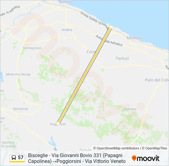 57 Bus Line Map