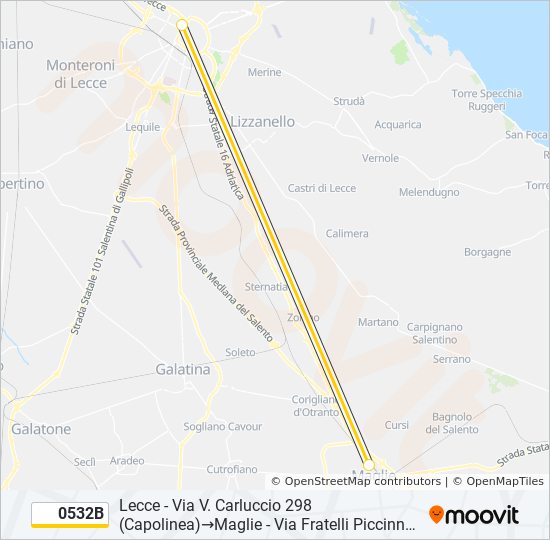 Percorso linea bus 0532B