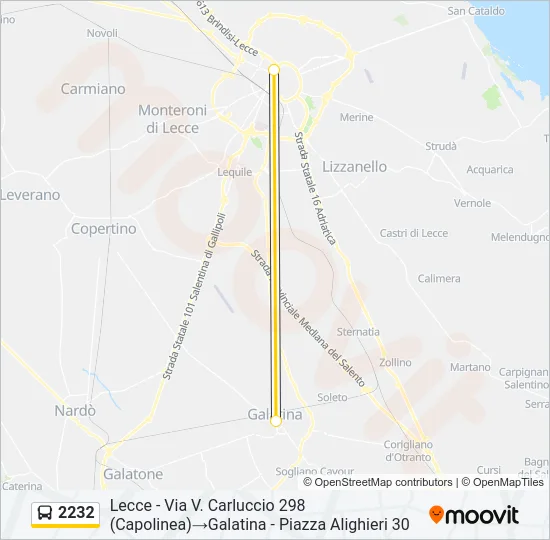 Percorso linea bus 2232