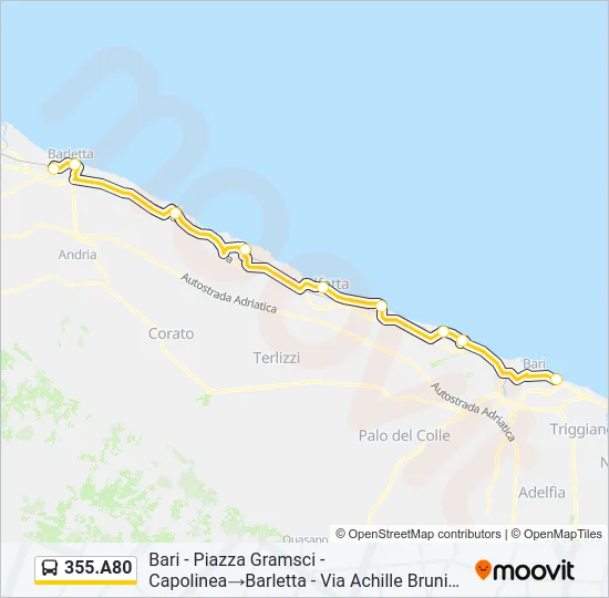 355.A80 Bus Line Map
