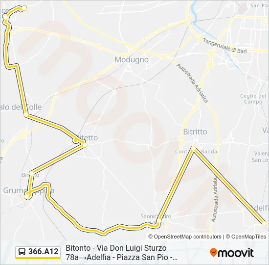 Percorso linea bus 366.A12