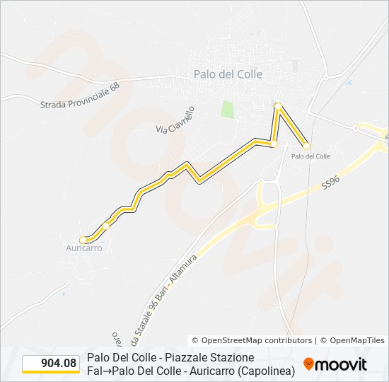 Percorso linea bus 904.08