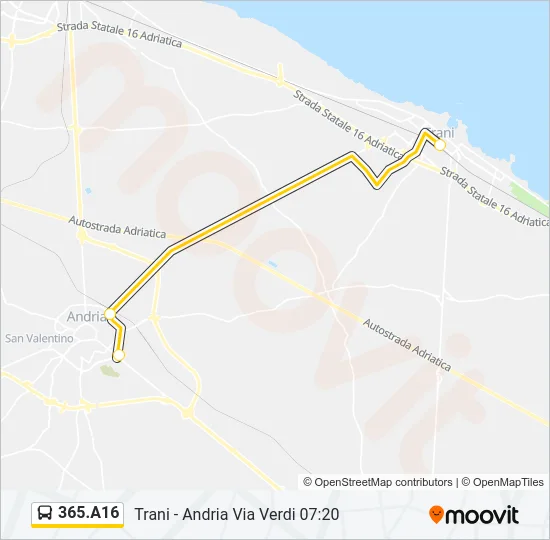 Percorso linea bus 365.A16
