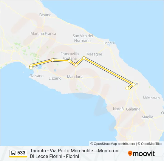 533 Bus Line Map