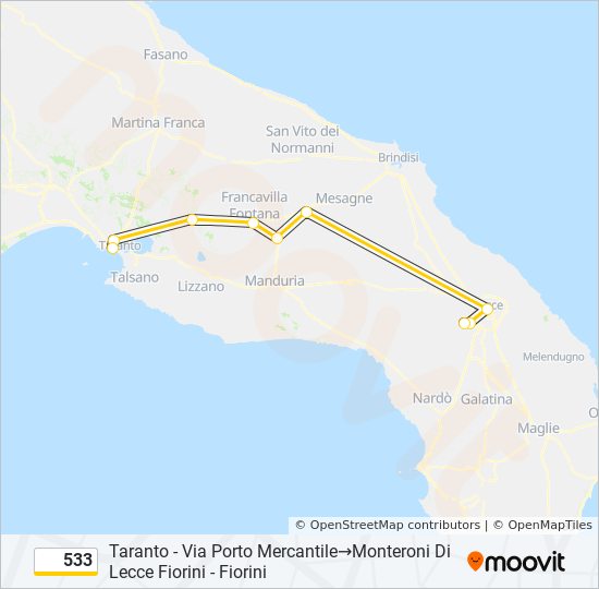 533 bus Line Map