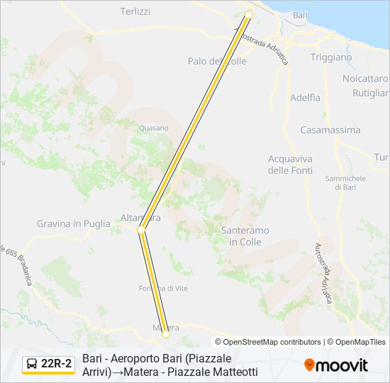 22R-2 bus Line Map