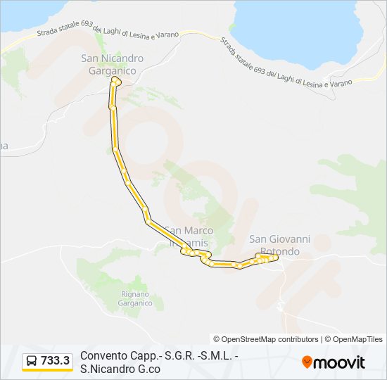 733.3 bus Line Map