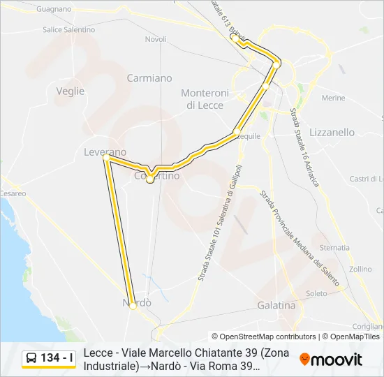 134 - I Bus Line Map
