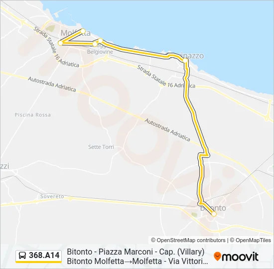 368.A14 Bus Line Map