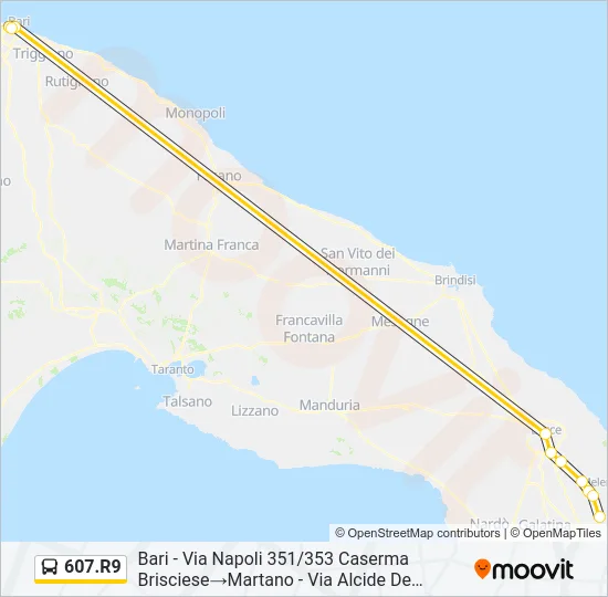 607.R9 Bus Line Map