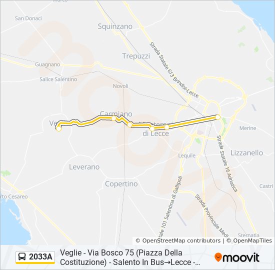 Percorso linea bus 2033A