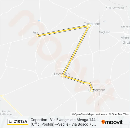 Percorso linea bus 21012A