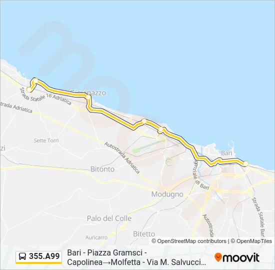 355.A99 Bus Line Map