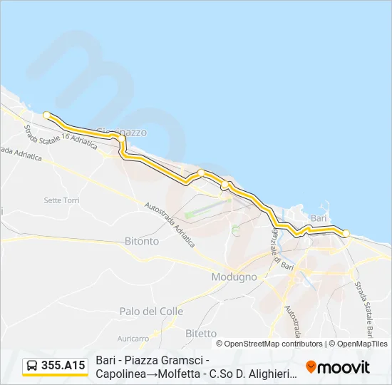 355.A15 Bus Line Map