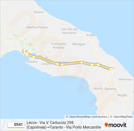 0541 bus Line Map