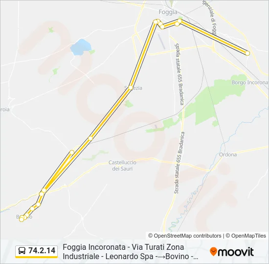 Percorso linea bus 74.2.14