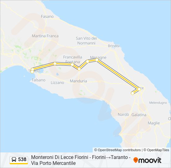 538 bus Line Map