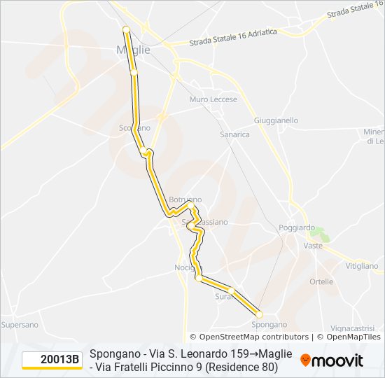 Percorso linea bus 20013B