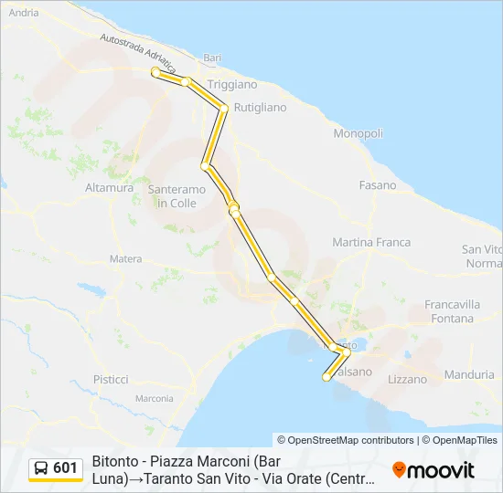 601 Bus Line Map