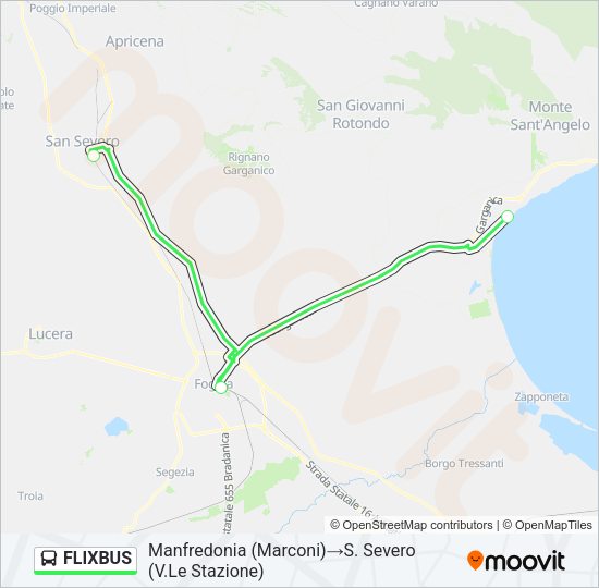 Percorso linea bus FLIXBUS