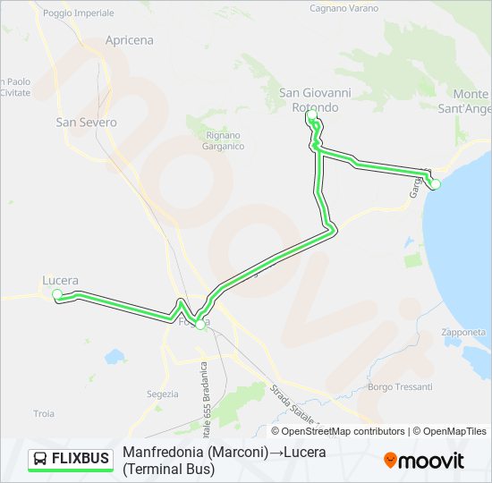 Percorso linea bus FLIXBUS