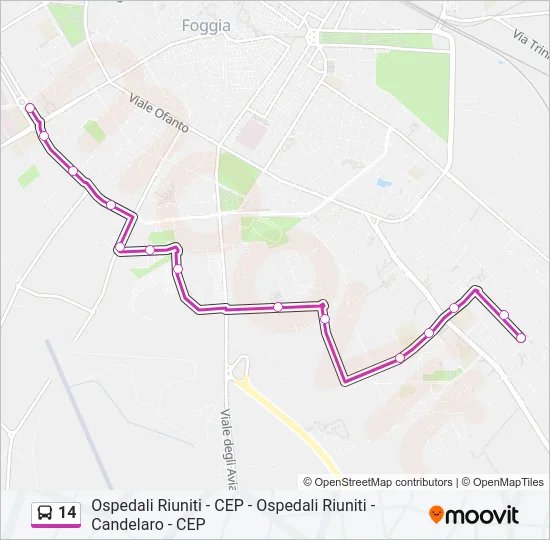14 Bus Line Map
