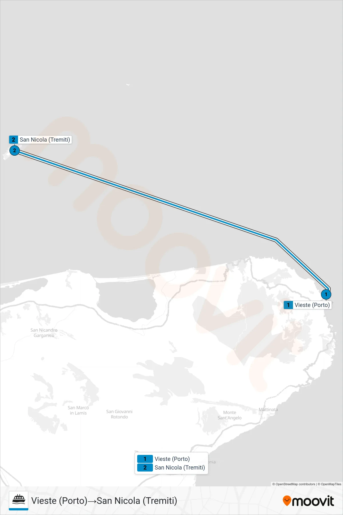 Linea TREMITI JET  navigazione (Vieste (Porto)‎→San Nicola (Tremiti)) - Percorsi e fermate sulla mappa