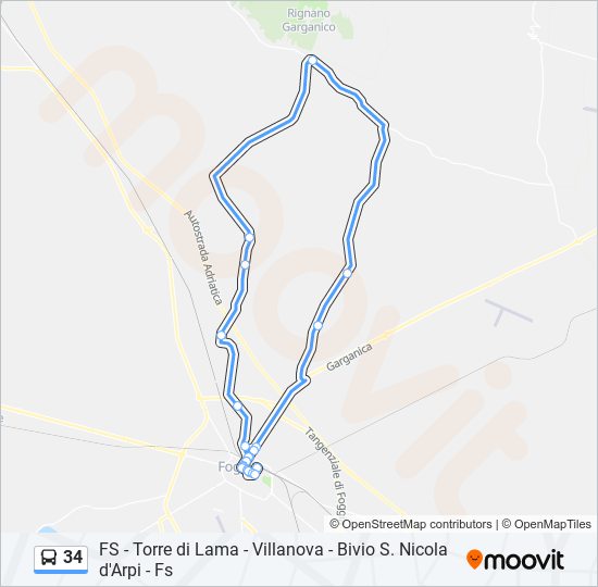 34 bus Line Map