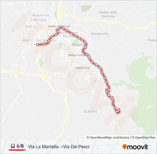 6/B Bus Line Map