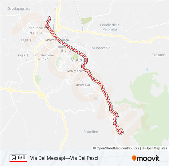 Percorso linea bus 6/B