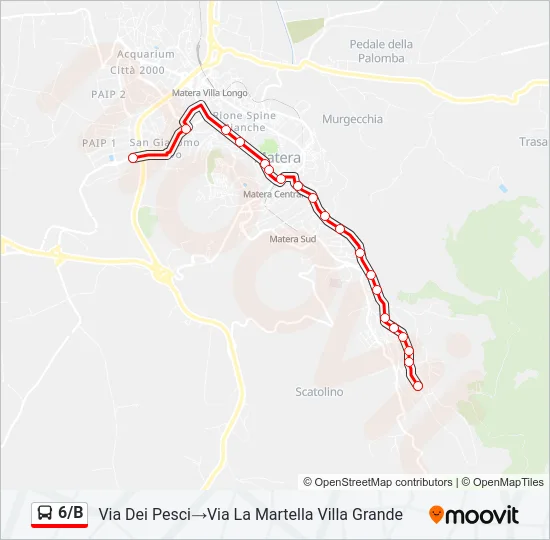 6/B Bus Line Map