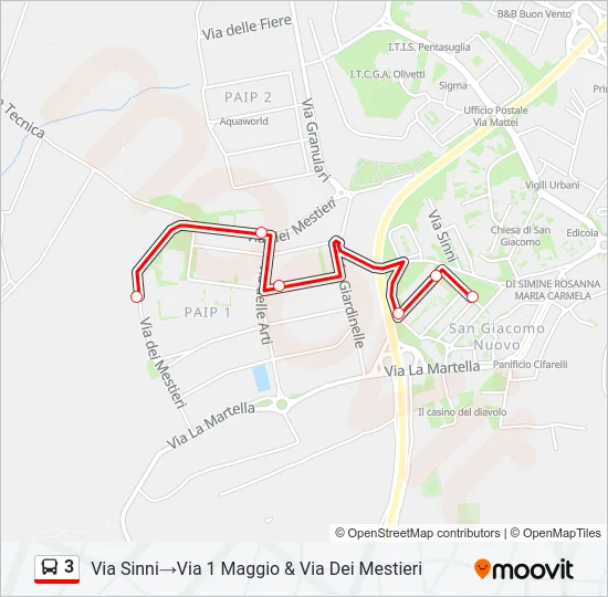3 Bus Line Map