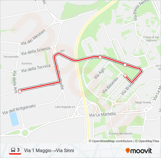 3 Bus Line Map