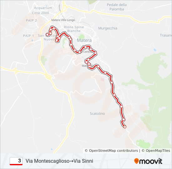 Percorso linea bus 3