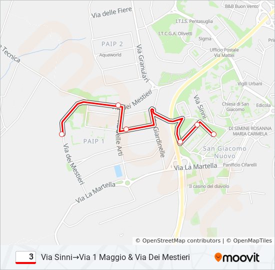 Percorso linea bus 3