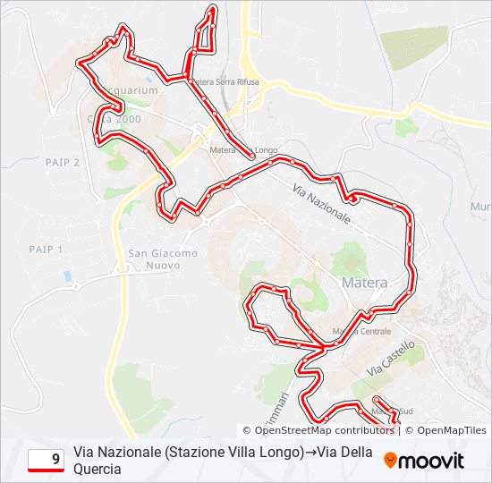 Percorso linea bus 9