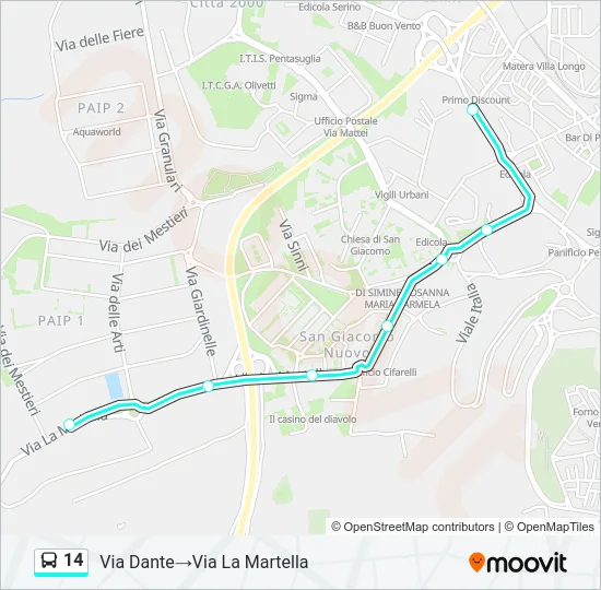 14 Bus Line Map