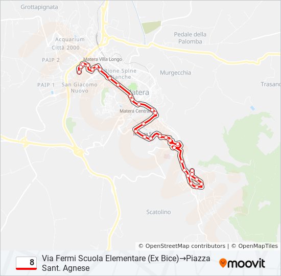 Percorso linea bus 8